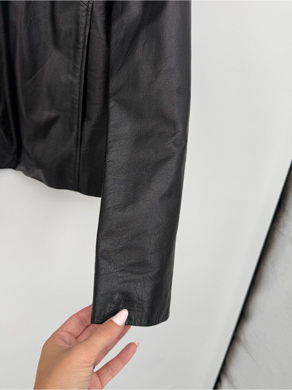 Apostrophe *Fair* Black Genuine Leather Jacket Classic Size 16 Y2k Style - Picture 6 of 15